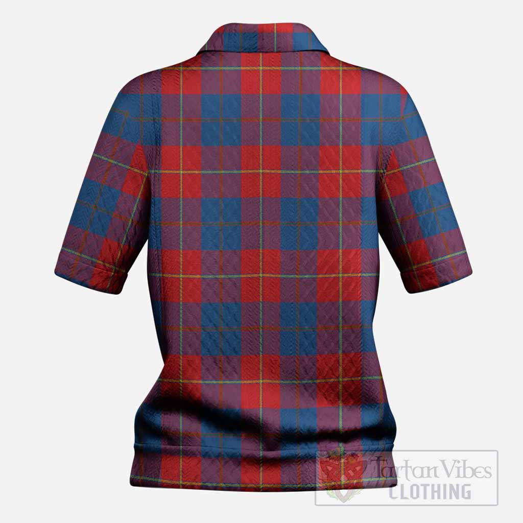 Blane Tartan Women’s Polo Sweater Top with Family Crest