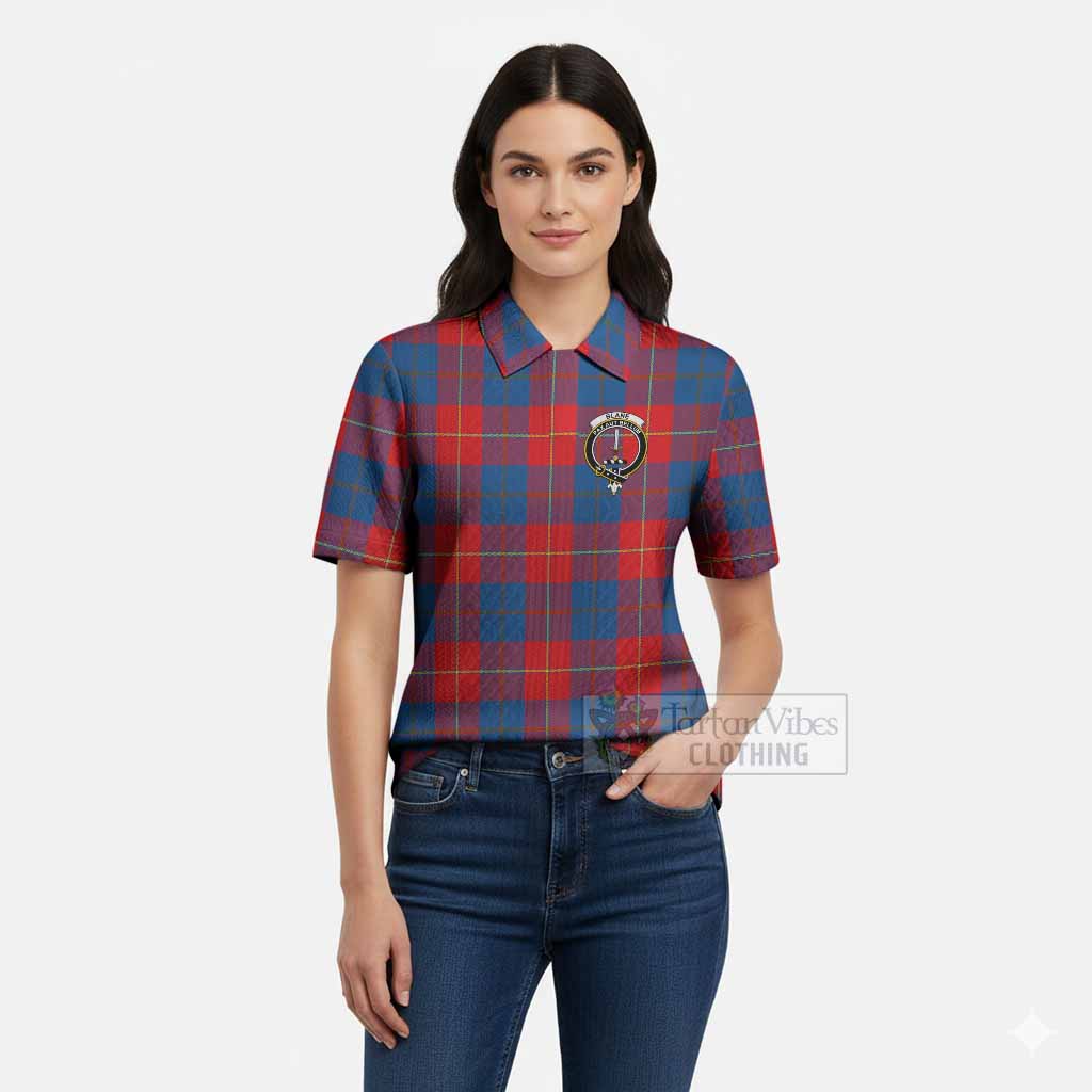 Blane Tartan Women’s Polo Sweater Top with Family Crest