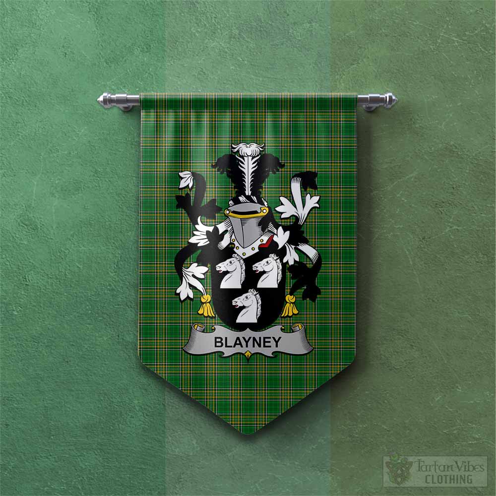 Tartan Vibes Clothing Blayney Irish Clan Tartan Gonfalon, Tartan Banner with Coat of Arms