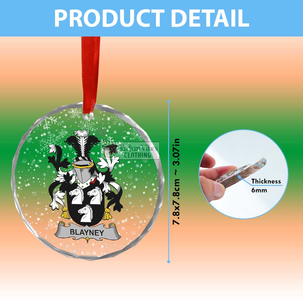 Tartan Vibes Clothing Blayney Irish Clan Christmas Glass Ornament with Coat of Arms