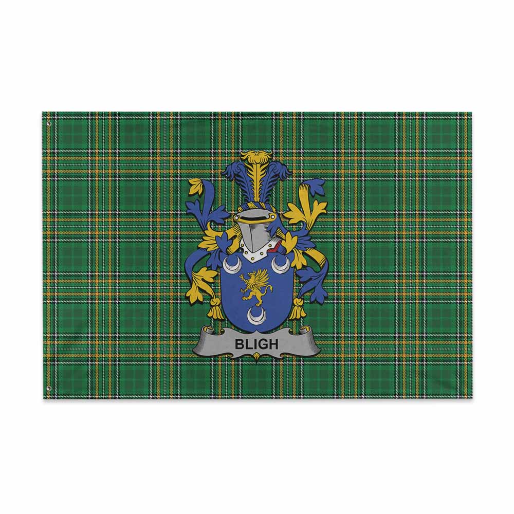 Tartan Vibes Clothing Bligh Irish Clan Tartan House Flag with Coat of Arms