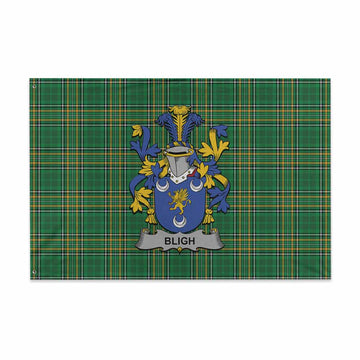 Tartan Vibes Clothing Bligh Irish Clan Tartan House Flag with Coat of Arms