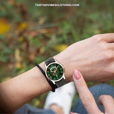 Abercrombie Tartan Family Crest Leather Strap Quartz Watch