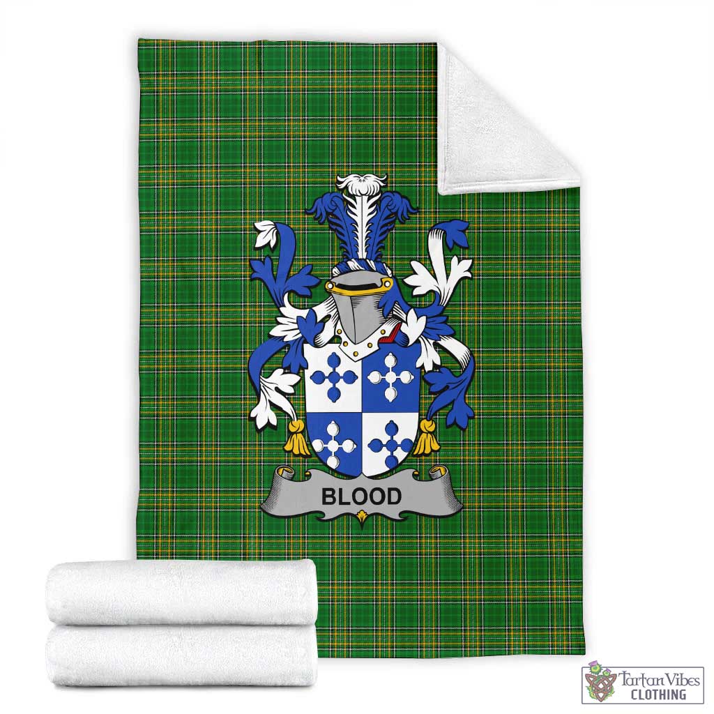 Blood Irish Clan Tartan Blanket with Coat of Arms X-Large 59 x 79 inches 150 x 200 cm - Tartan Vibes Clothing