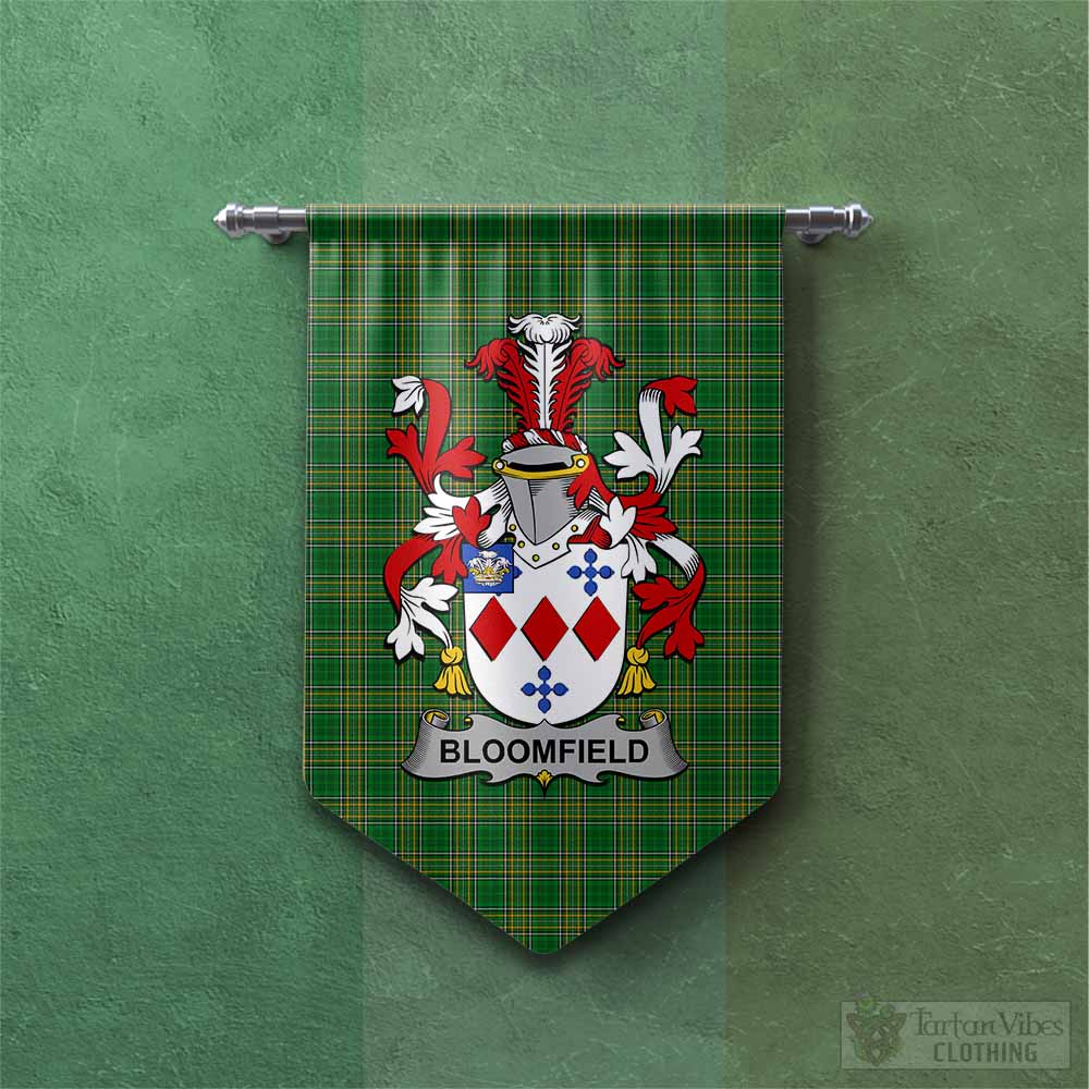 Tartan Vibes Clothing Bloomfield Irish Clan Tartan Gonfalon, Tartan Banner with Coat of Arms