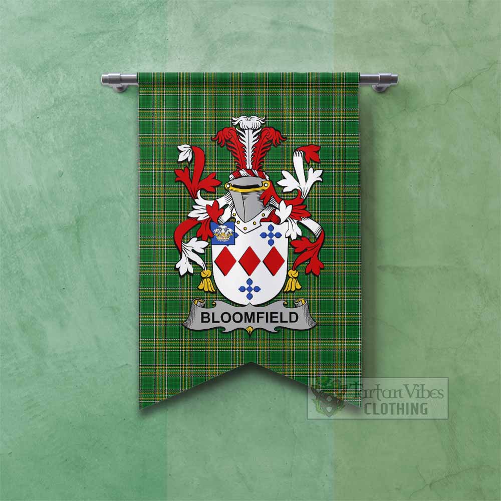 Tartan Vibes Clothing Bloomfield Irish Clan Tartan Gonfalon, Tartan Banner with Coat of Arms