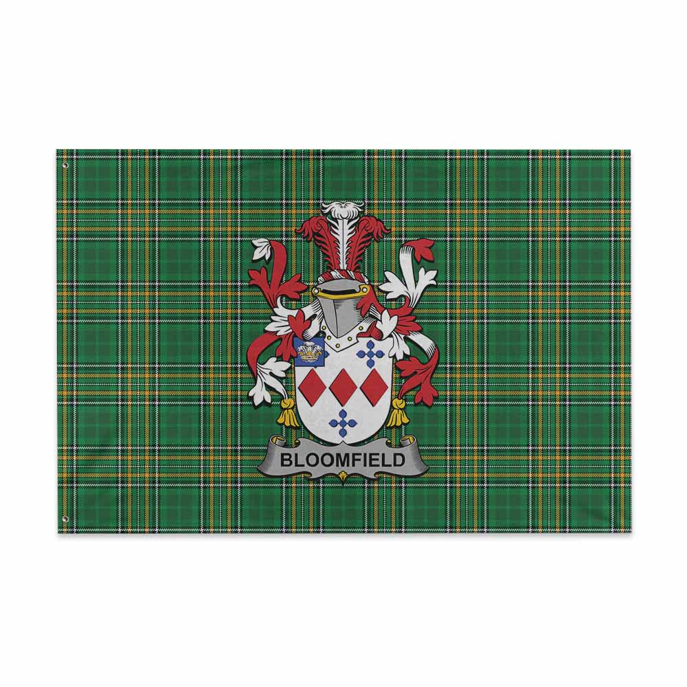Tartan Vibes Clothing Bloomfield Irish Clan Tartan House Flag with Coat of Arms