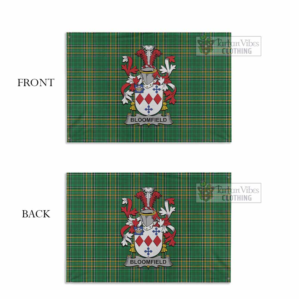 Tartan Vibes Clothing Bloomfield Irish Clan Tartan House Flag with Coat of Arms