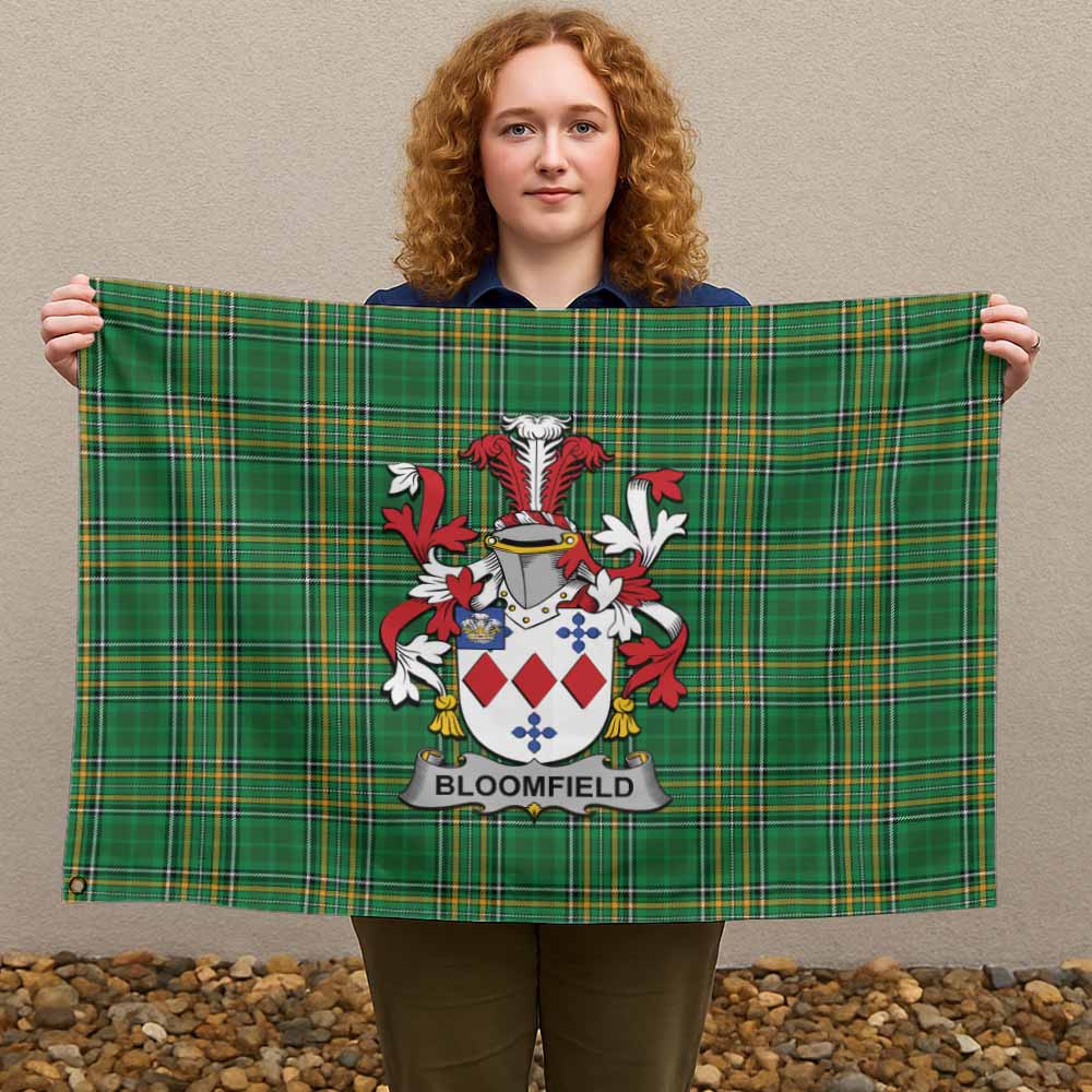 Tartan Vibes Clothing Bloomfield Irish Clan Tartan House Flag with Coat of Arms