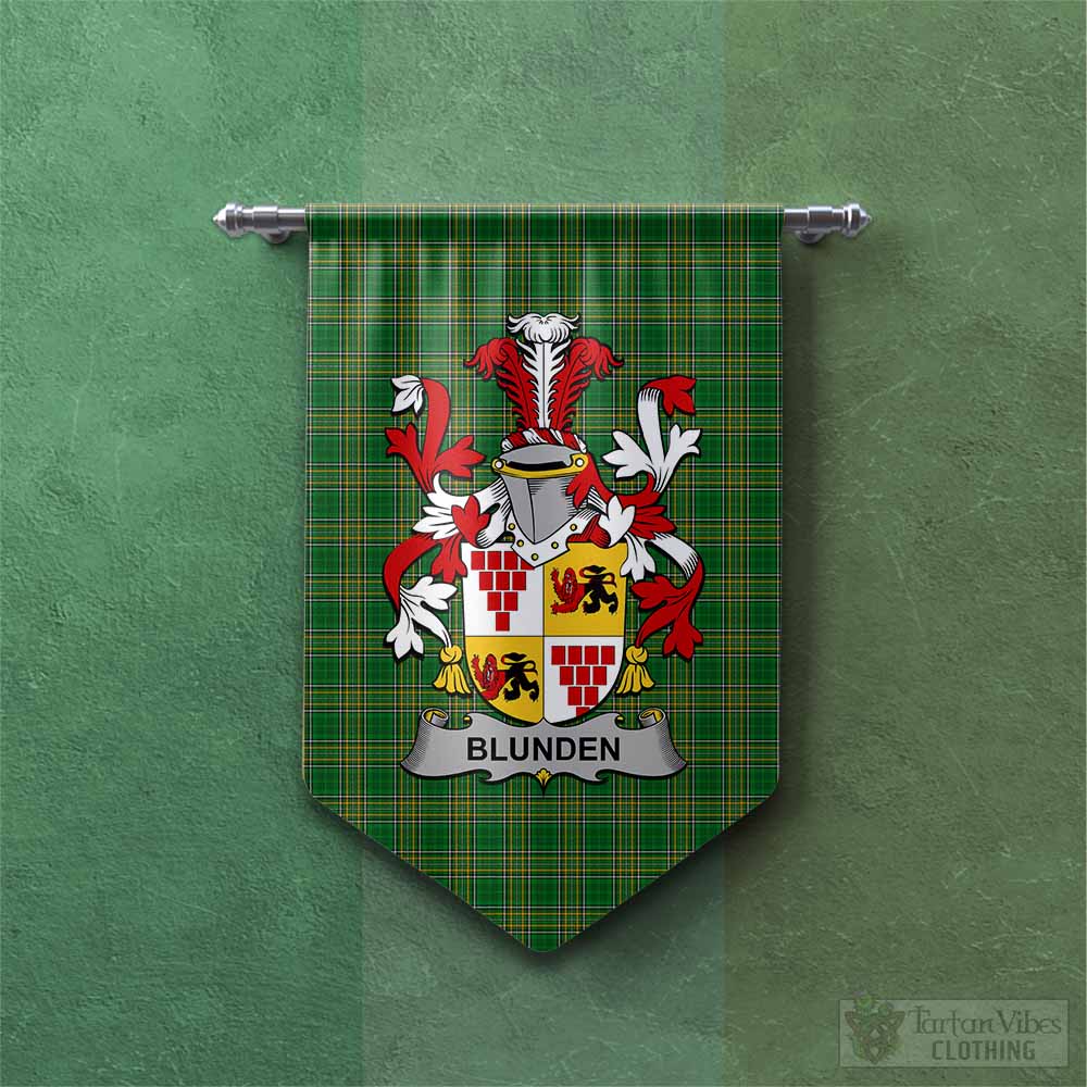 Tartan Vibes Clothing Blunden Irish Clan Tartan Gonfalon, Tartan Banner with Coat of Arms