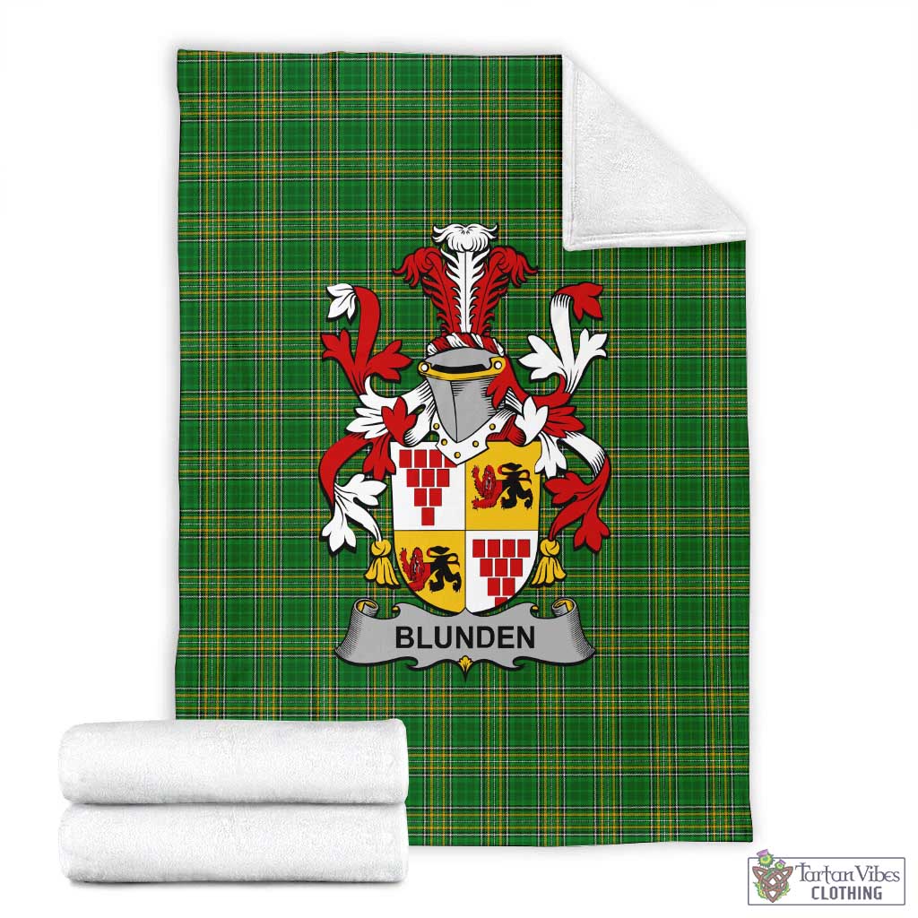 Tartan Vibes Clothing Blunden Irish Clan Tartan Blanket with Coat of Arms