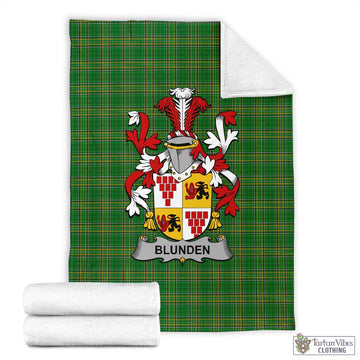 Blunden Irish Clan Tartan Blanket with Coat of Arms