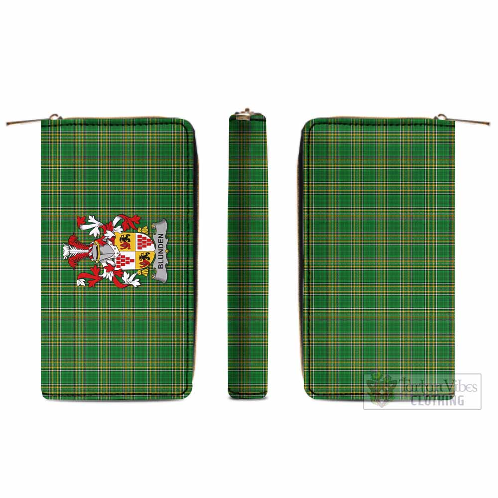 Tartan Vibes Clothing Blunden Irish Clan Tartan Women's Leather Wallet with Coat of Arms