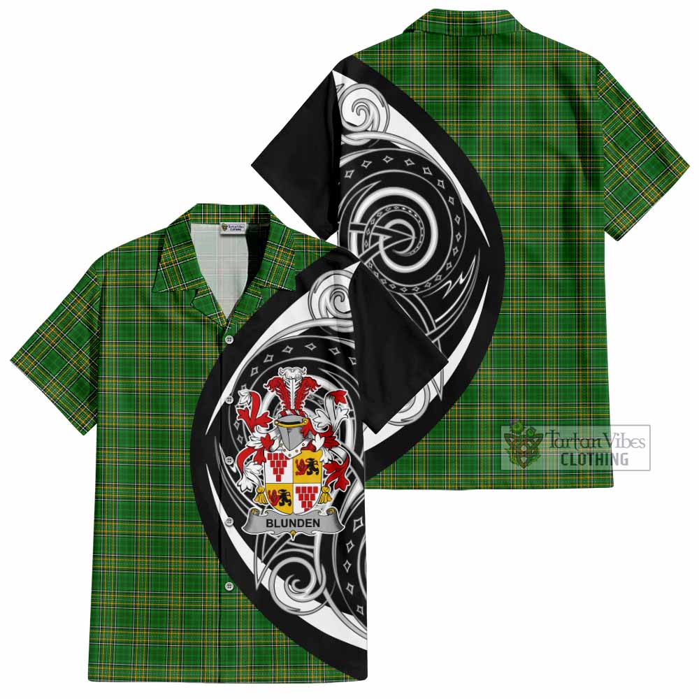 Tartan Vibes Clothing Blunden Irish Clan Short Sleeve Button Shirt Celtic Circle Style
