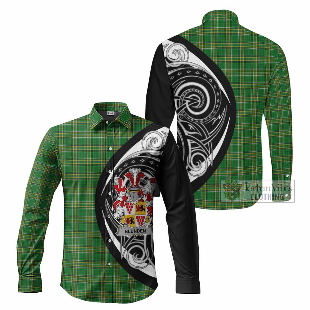 Blunden Irish Clan Long Sleeve Button Shirt Celtic Circle Style - Tartan Vibes Clothing