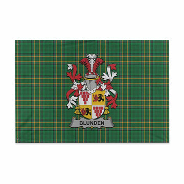 Blunden Irish Clan Tartan House Flag with Coat of Arms