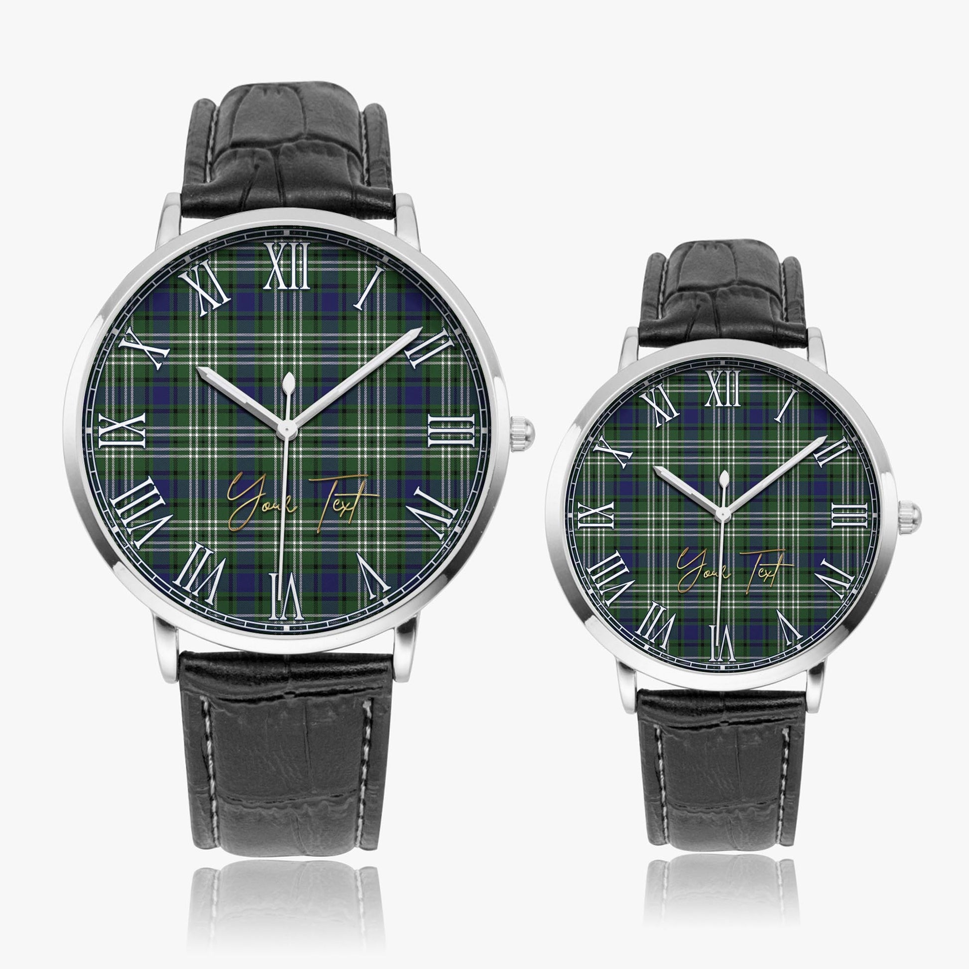Blyth Tartan Personalized Your Text Leather Trap Quartz Watch - Tartan Vibes Clothing