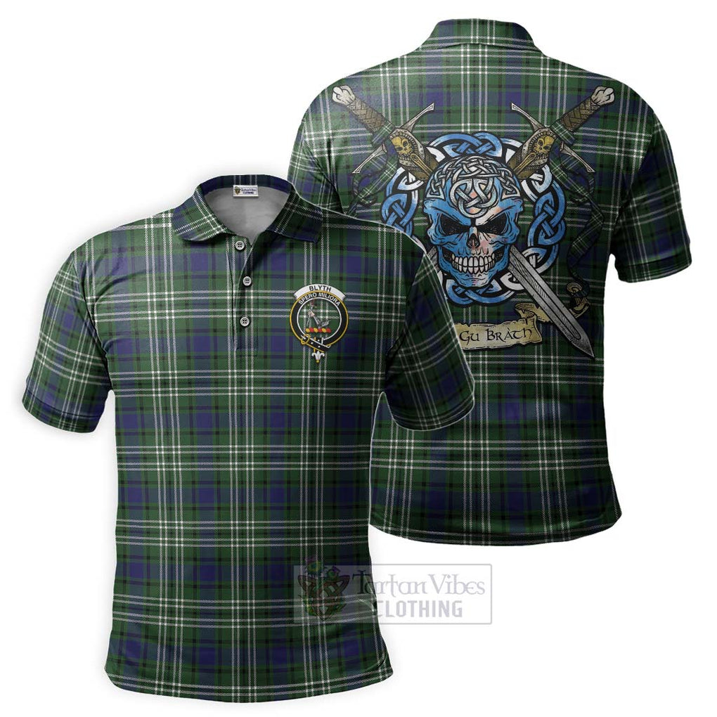 Blyth Tartan Polo Shirt with Family Crest Celtic Skull Style Kid - Tartan Vibes Clothing