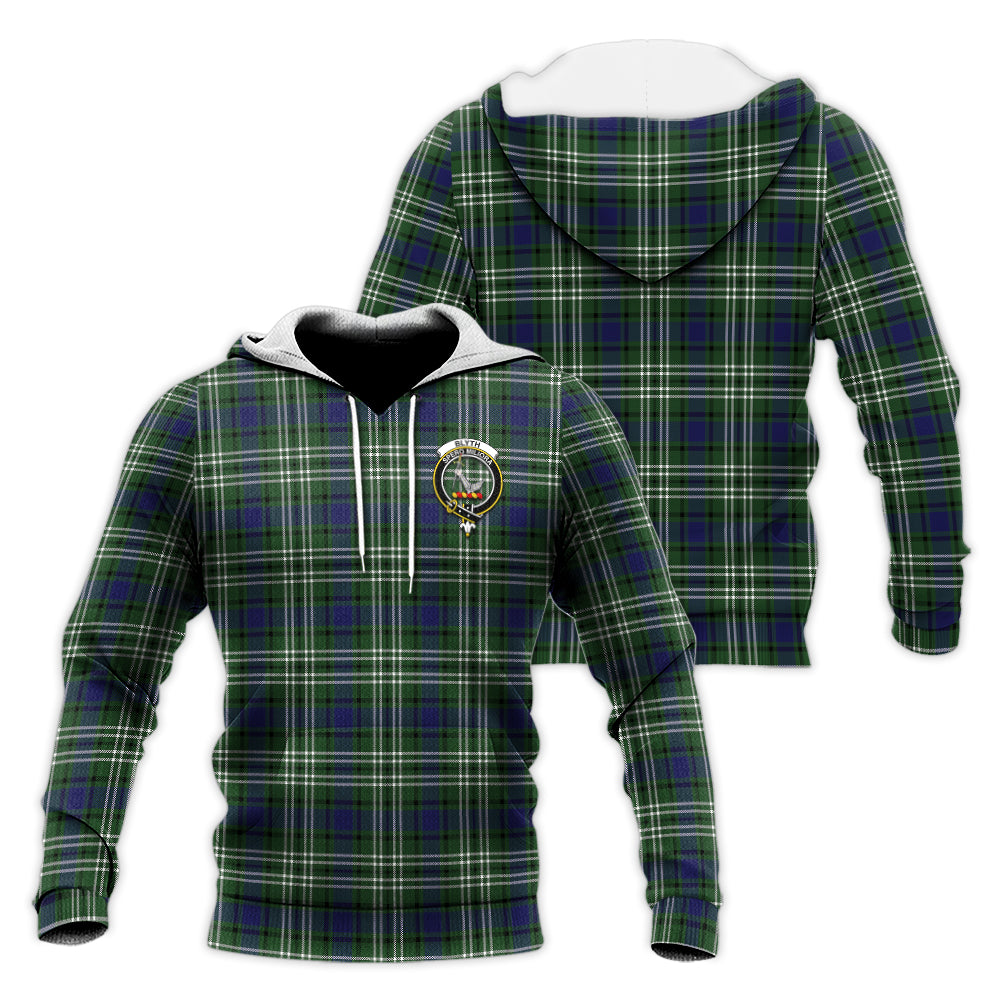 Blyth Tartan Knitted Hoodie with Family Crest Unisex Knitted Pullover Hoodie - Tartan Vibes Clothing