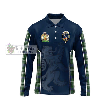 Blyth Tartan Long Sleeve Polo Shirt with Family Crest and Lion Rampant Vibes Sport Style Unisex - Tartan Vibes Clothing