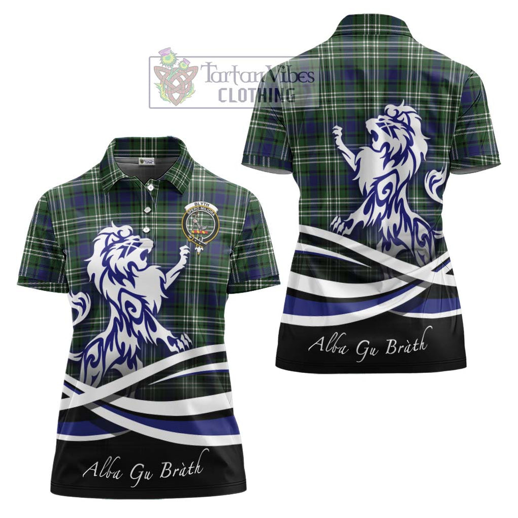 Blyth Tartan Women's Polo Shirt with Alba Gu Brath Regal Lion Emblem Women - Tartanvibesclothing Shop