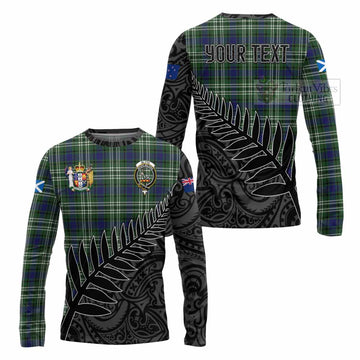 Tartan Vibes Clothing Blyth Crest Tartan Long Sleeve T-Shirt with New Zealand Silver Fern Half Style