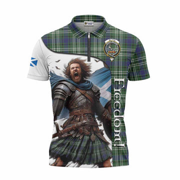 Blyth Crest Tartan Zipper Polo Shirt Inspired by the Freedom of Scottish Warrior Unisex - Tartan Vibes Clothing