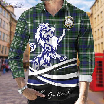 Blyth Tartan Long Sleeve Button Up Shirt with Alba Gu Brath Regal Lion Emblem Men's Shirt - Tartan Vibes Clothing