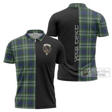 Blyth Tartan Zipper Polo Shirt with Family Crest and Half Of Me Style Unisex - Tartan Vibes Clothing