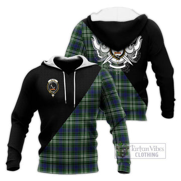 Blyth Tartan Knitted Hoodie with Family Crest and Military Logo Style Unisex Knitted Pullover Hoodie - Tartan Vibes Clothing