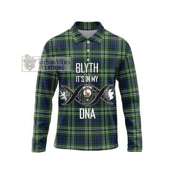 Blyth Tartan Long Sleeve Polo Shirt with Family Crest DNA In Me Style Unisex - Tartan Vibes Clothing