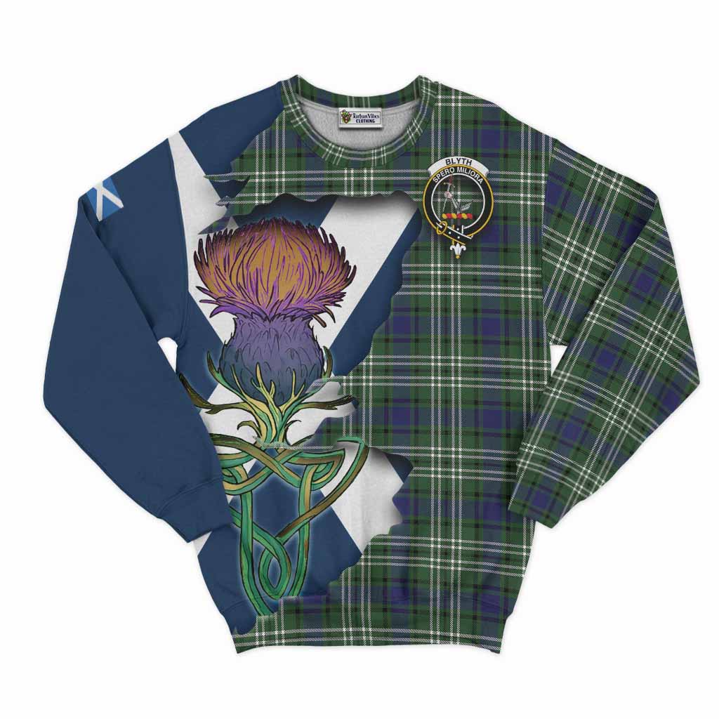 Tartan Vibes Clothing Blyth Tartan Family Crest Sweatshirt Scottish Thistle Celtic Inspired