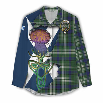 Tartan Vibes Clothing Blyth Tartan Family Crest Women's Casual Shirt Scottish Thistle Celtic Inspired
