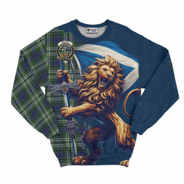 Tartan Vibes Clothing Blyth Tartan Family Crest Sweatshirt with Scottish Majestic Lion