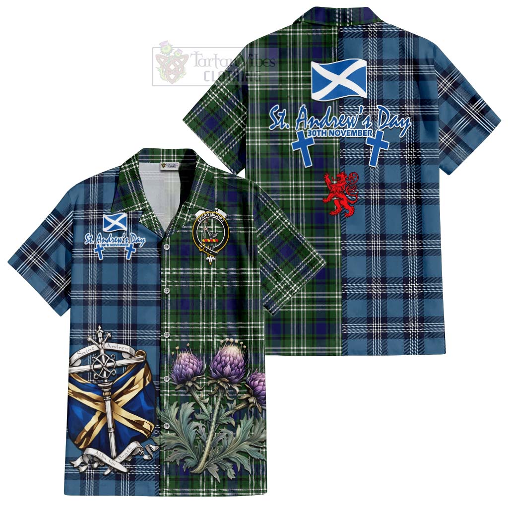 Blyth Tartan Hawaiian Shirt Happy St. Andrew's Day Half Tartan Style Kid - Tartan Vibes Clothing