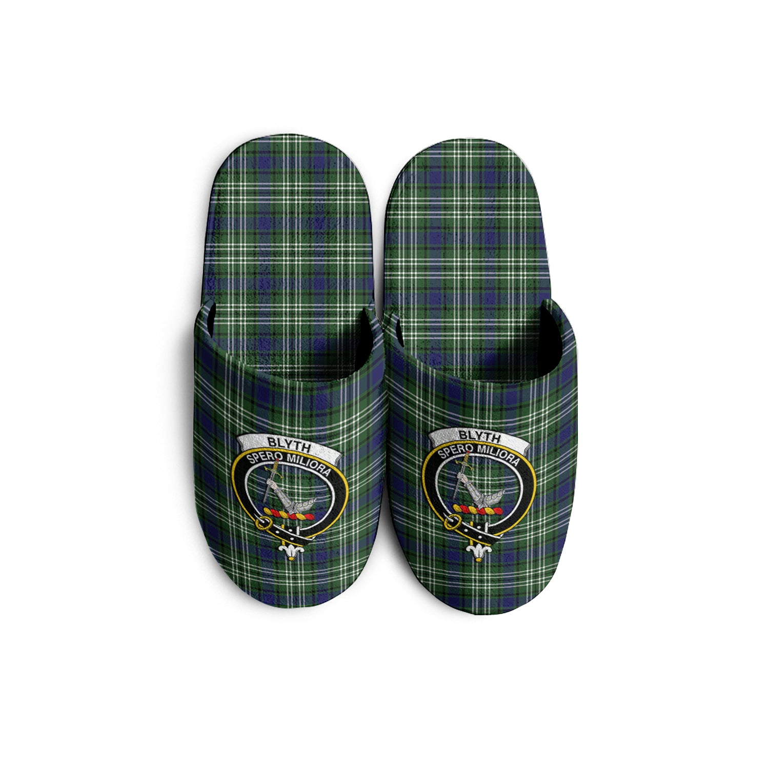 Blyth Tartan Home Slippers with Family Crest - Tartanvibesclothing