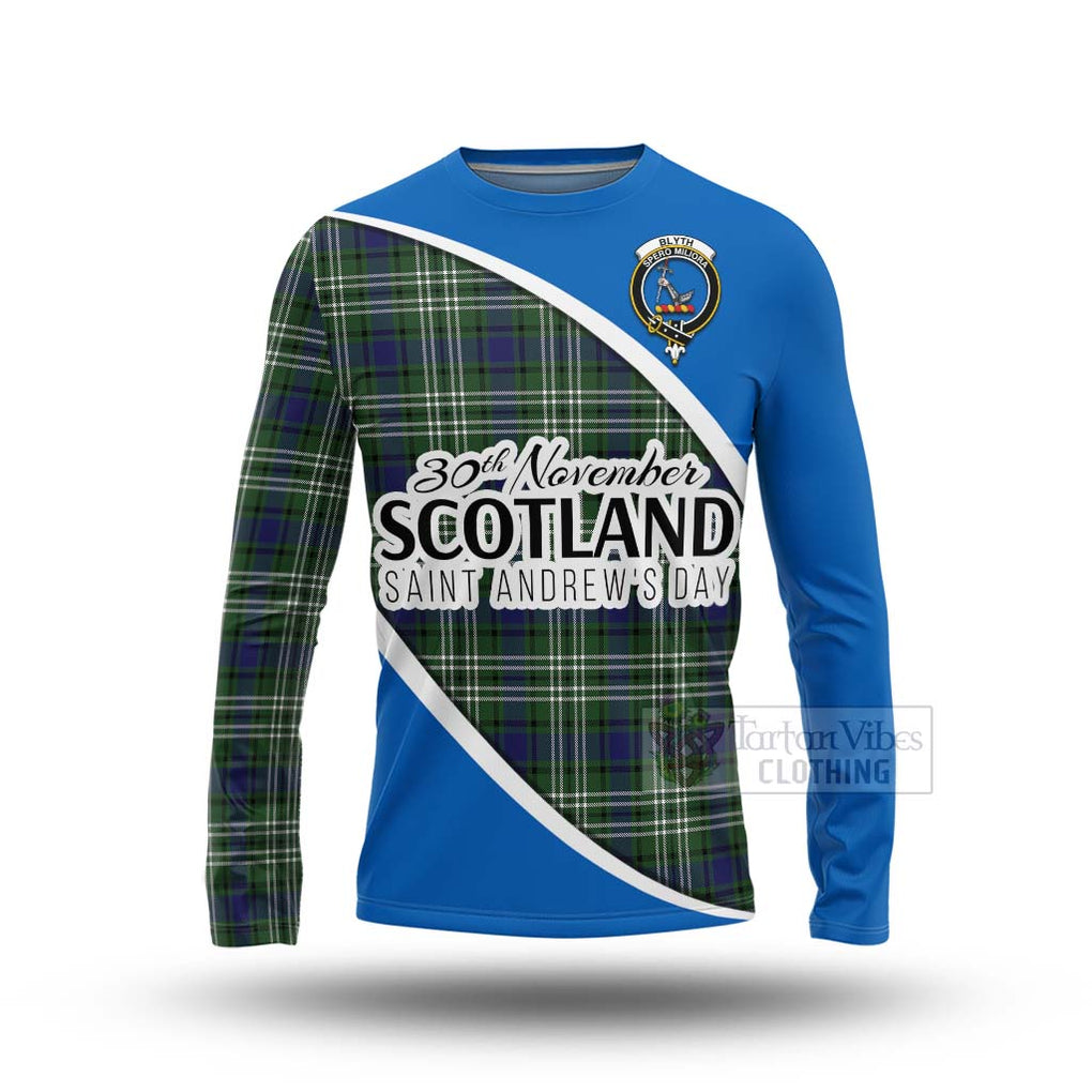 Tartan Vibes Clothing Blyth Family Crest Tartan Long Sleeve T-Shirt Celebrate Saint Andrew's Day in Style