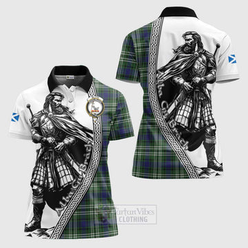 Tartan Vibes Clothing Blyth Tartan Clan Crest Women's Polo Shirt with Highlander Warrior Celtic Style