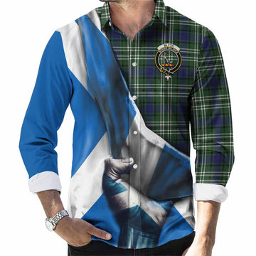 Blyth Tartan Long Sleeve Button Shirt with Family Crest Scotland Patriotic Style Men's Shirt S - Tartan Vibes Clothing