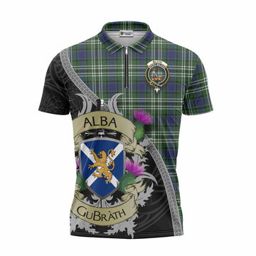 Blyth Tartan Family Crest Zipper Polo Shirt Lion Rampant Royal Thistle Shield Celtic Inspired Unisex - Tartan Vibes Clothing