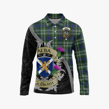 Blyth Tartan Family Crest Long Sleeve Polo Shirt Lion Rampant Royal Thistle Shield Celtic Inspired Unisex - Tartan Vibes Clothing