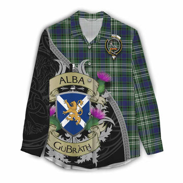 Blyth Tartan Family Crest Women's Casual Shirt Lion Rampant Royal Thistle Shield Celtic Inspired Female - Tartan Vibes Clothing