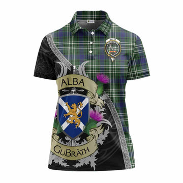 Tartan Vibes Clothing Blyth Tartan Family Crest Women's Polo Shirt Lion Rampant Royal Thistle Shield Celtic Inspired