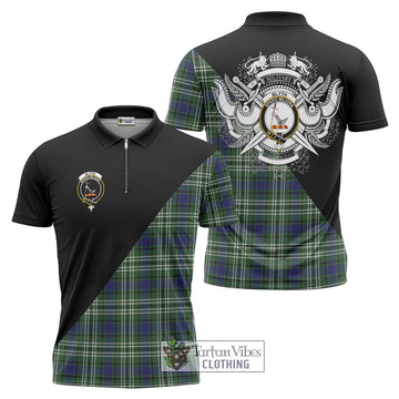 Blyth Tartan Zipper Polo Shirt with Family Crest and Military Logo Style Unisex - Tartan Vibes Clothing