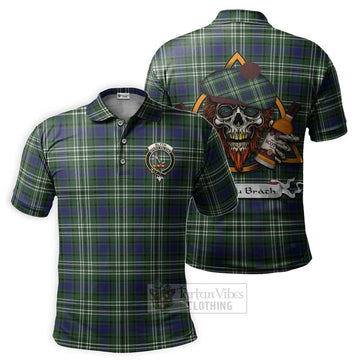 Blyth Tartan Polo Shirt with Family Crest and Bearded Skull Holding Bottles of Whiskey Kid - Tartan Vibes Clothing