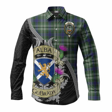 Blyth Tartan Family Crest Long Sleeve Button Shirt Lion Rampant Royal Thistle Shield Celtic Inspired Men's Shirt S - Tartan Vibes Clothing