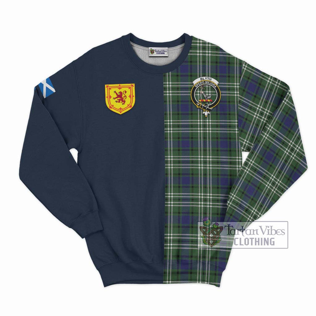 Blyth Tartan Sweatshirt Alba with Scottish Lion Royal Arm Half Style Unisex - Tartan Vibes Clothing