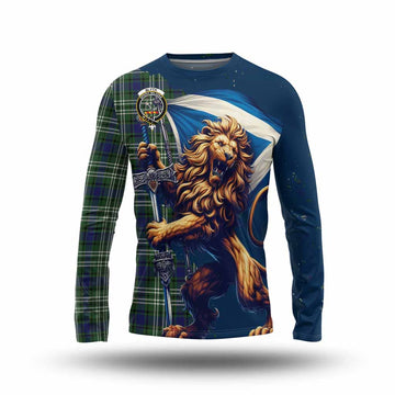 Tartan Vibes Clothing Blyth Tartan Family Crest Long Sleeve T-Shirt with Scottish Majestic Lion