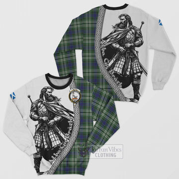 Tartan Vibes Clothing Blyth Tartan Clan Crest Sweatshirt with Highlander Warrior Celtic Style
