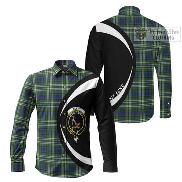 Blyth Tartan Long Sleeve Button Up with Family Crest Circle Style Men's Shirt S - Tartan Vibes Clothing